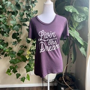 AUGUST INK Purple Livin’ The Dream Graphic Loose Fit Tee | small